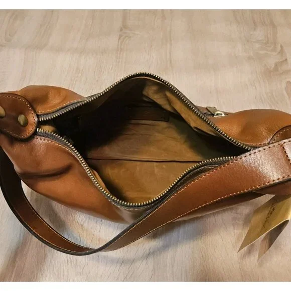 Patricia Nash Winnett Vintage Distressed Woven Leather Hobo Bag Cognac-NWT - Picture 7 of 12